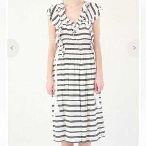 Apiece Apart San Rafael Midi Ruffle Dress Triple Stripe